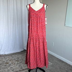 NWT Joie Tea Rose Pink Red Printed 100% Cotton Maxi Dress Size XS